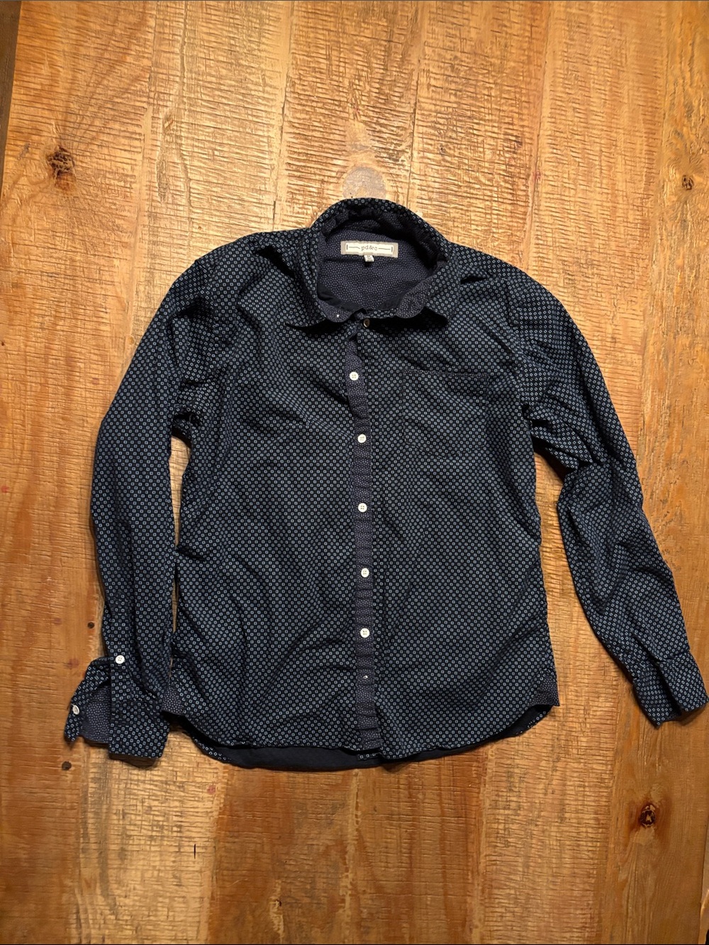 PD&C Navy Blue Micro-Print Button-Down Shirt